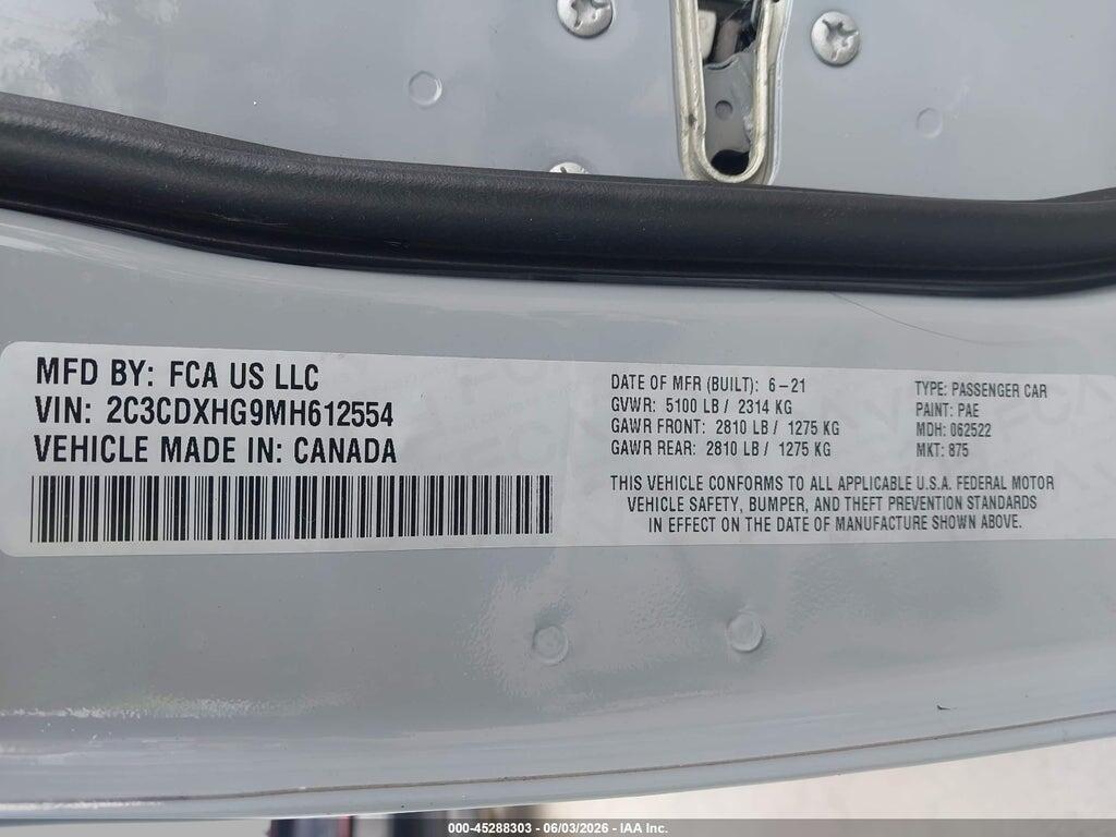 2C3CDXHG9MH612554 2021 DODGE CHARGER photo no. 9