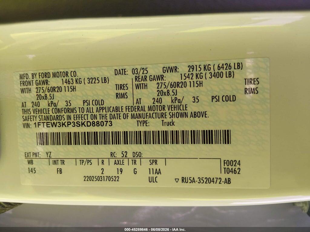 1FTEW3KP3SKD88073 2025 FORD F-150 photo no. 9