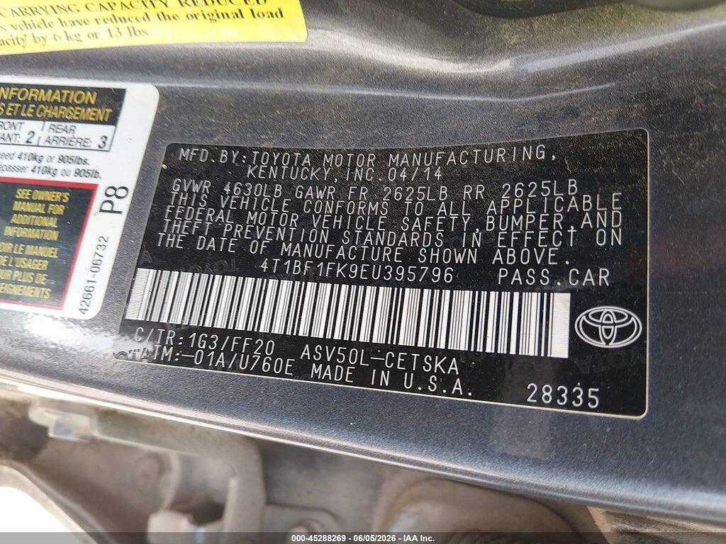 4T1BF1FK9EU395796 2014 TOYOTA CAMRY photo no. 9