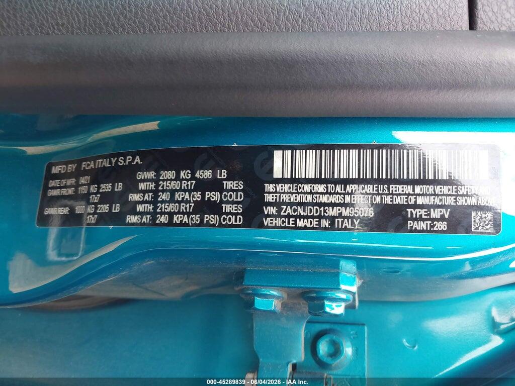 ZACNJDD13MPM95076 2021 JEEP RENEGADE photo no. 9