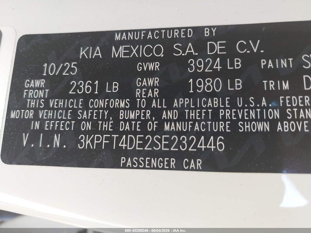 3KPFT4DE2SE232446 2025 KIA K4 photo no. 9