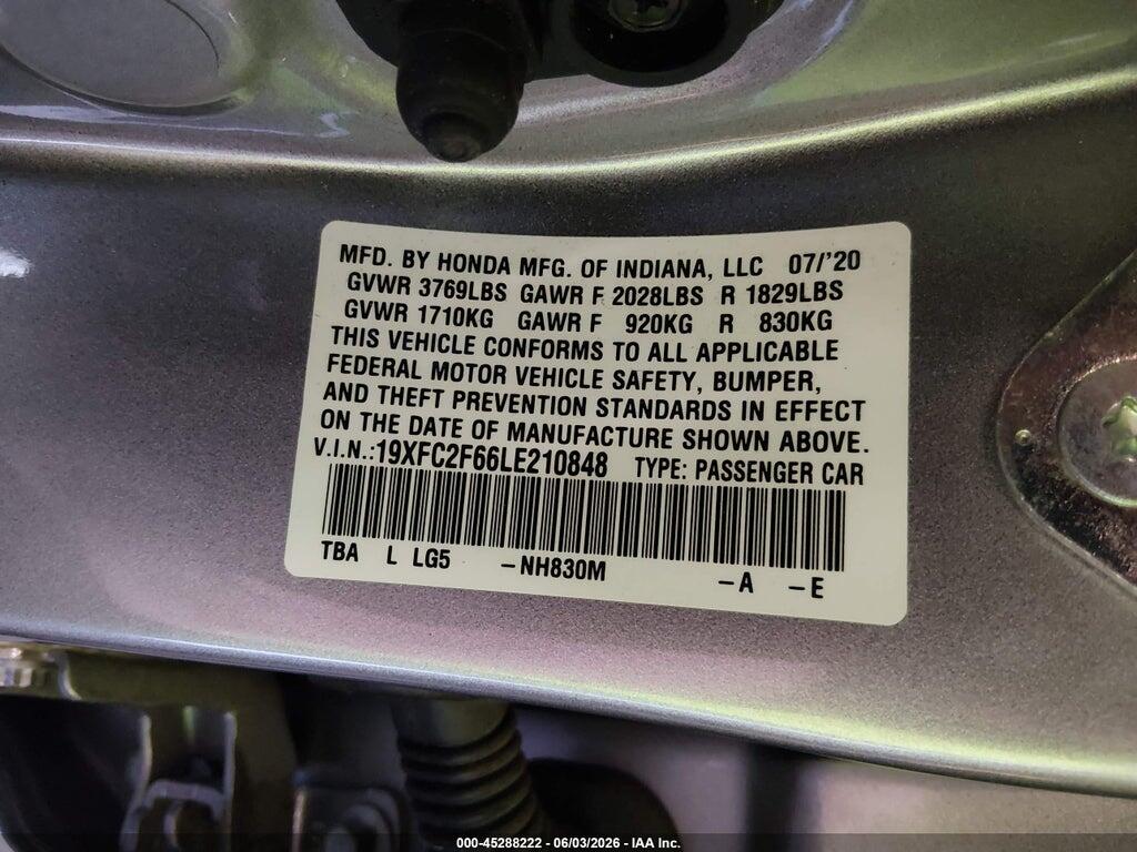 19XFC2F66LE210848 2020 HONDA CIVIC photo no. 9