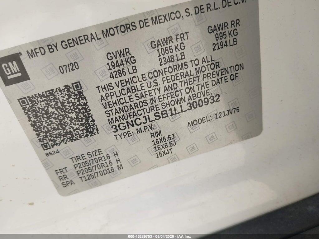 3GNCJLSB1LL300932 2020 CHEVROLET TRAX photo no. 9