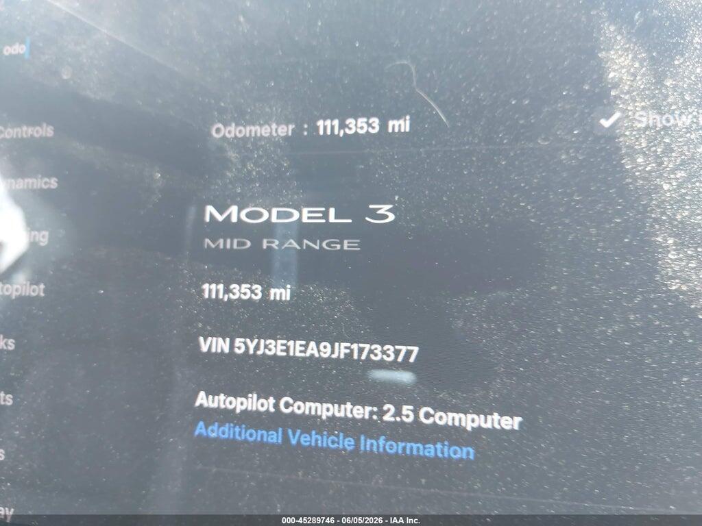 5YJ3E1EA9JF173377 2018 TESLA MODEL 3 photo no. 7