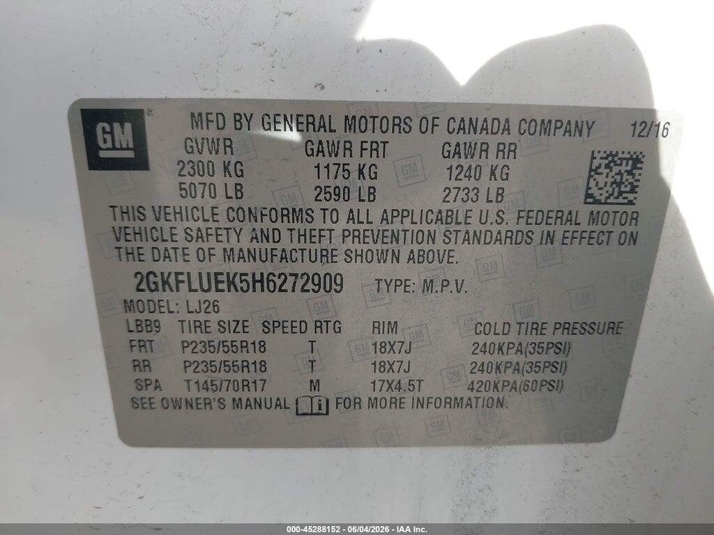 2GKFLUEK5H6272909 2017 GMC TERRAIN photo no. 9