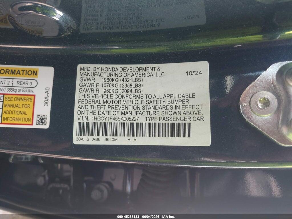 1HGCY1F45SA008227 2025 HONDA ACCORD photo no. 9
