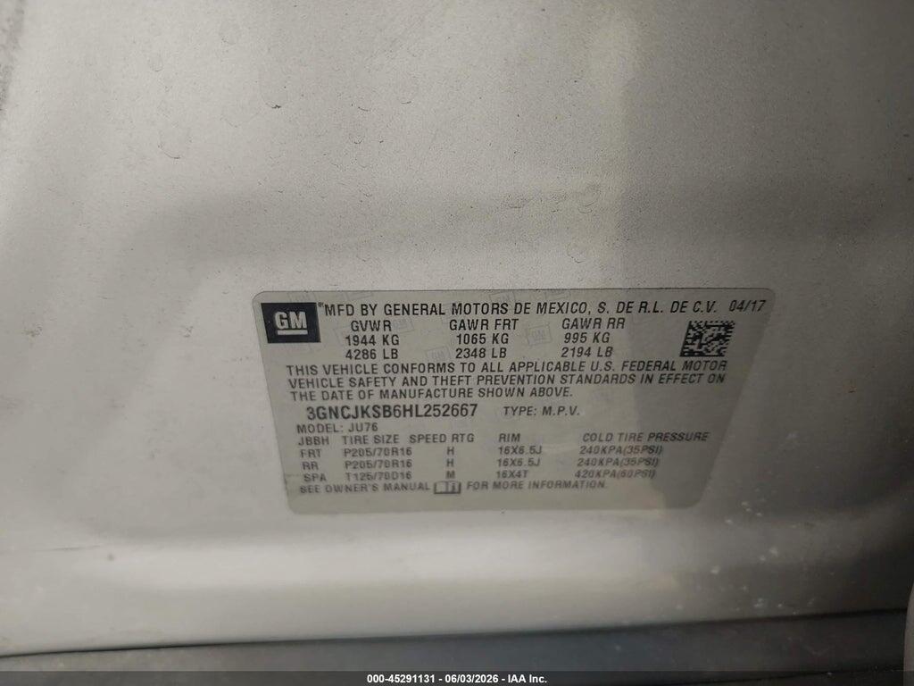 3GNCJKSB6HL252667 2017 CHEVROLET TRAX photo no. 9
