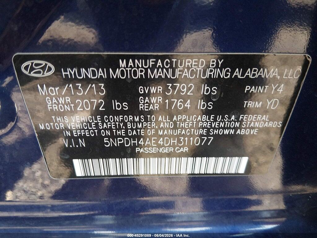 5NPDH4AE4DH311077 2013 HYUNDAI ELANTRA photo no. 9