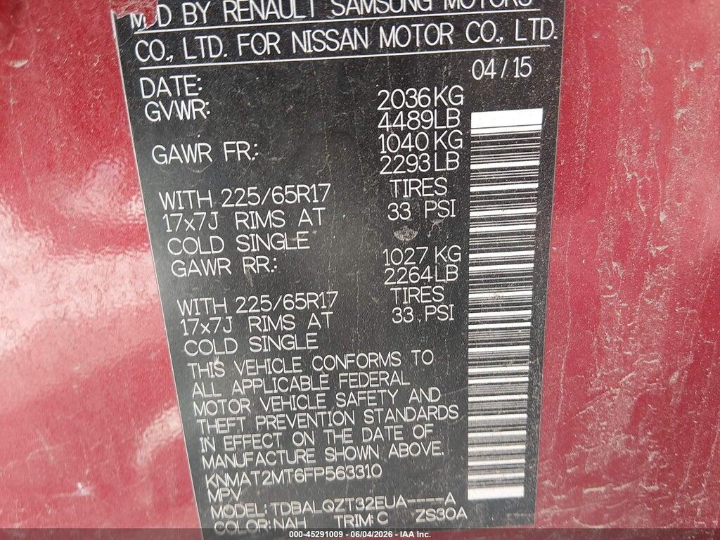 KNMAT2MT6FP563310 2015 NISSAN ROGUE photo no. 9