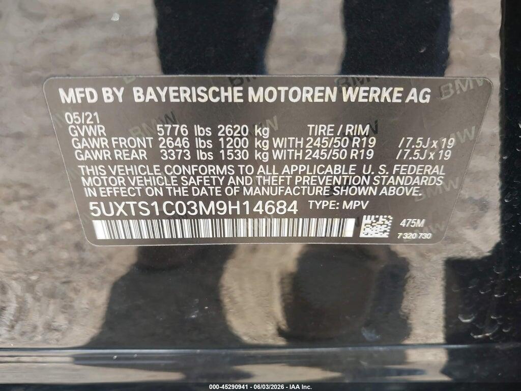 5UXTS1C03M9H14684 2021 BMW X3 PHEV photo no. 9