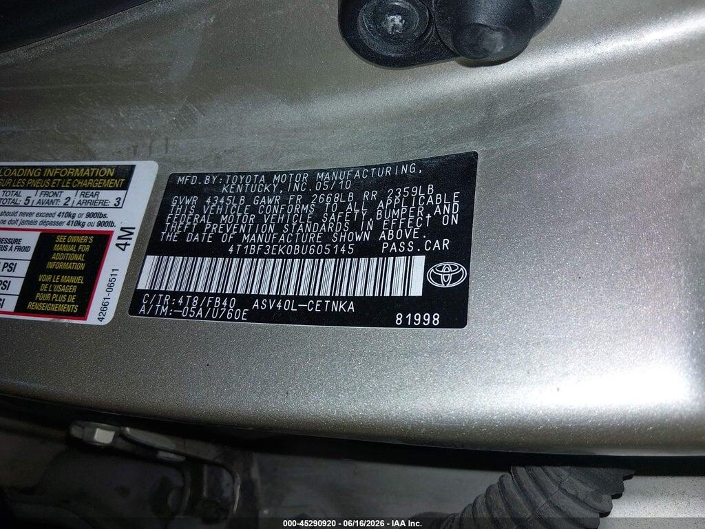 4T1BF3EK0BU605145 2011 TOYOTA CAMRY photo no. 9