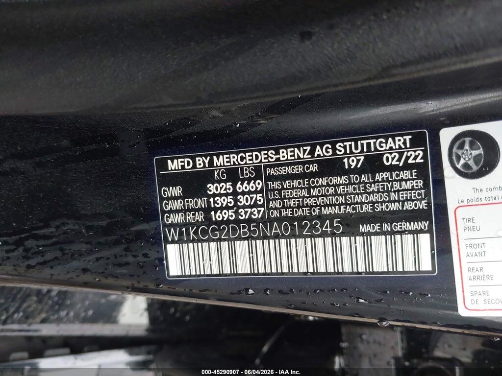 W1KCG2DB5NA012345 2022 MERCEDES-BENZ EQS 450+ photo no. 9