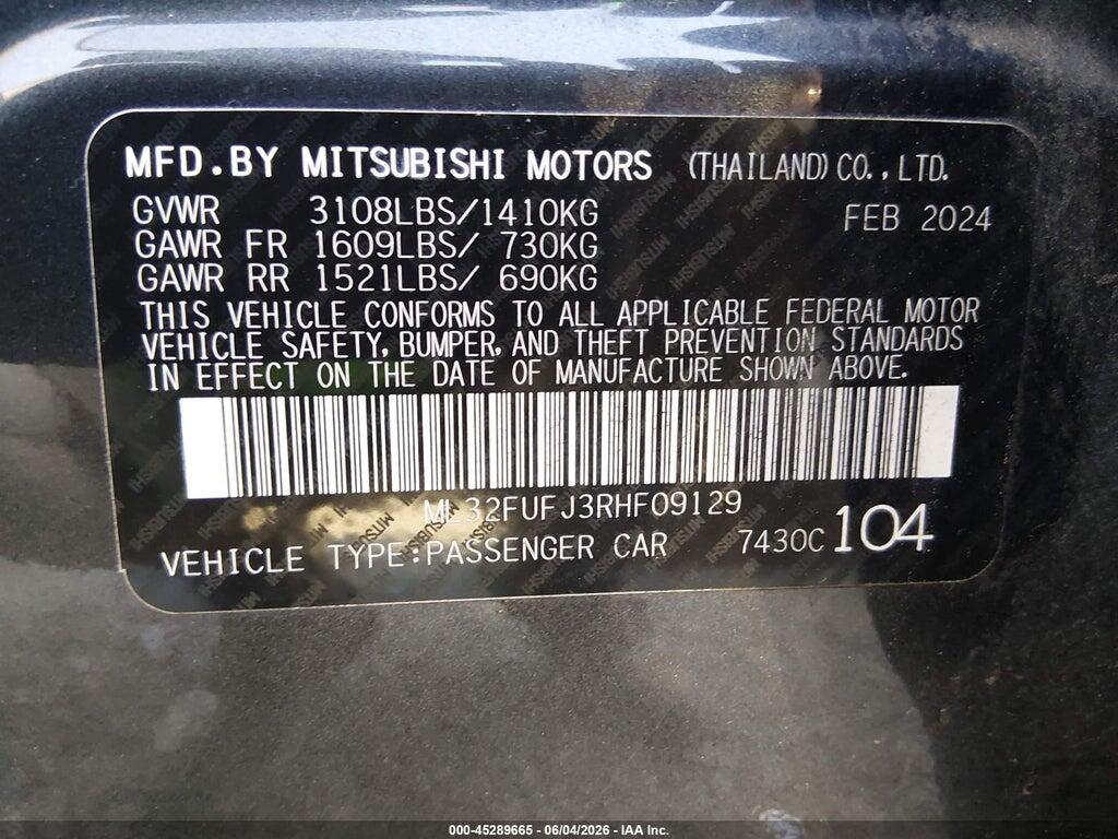 ML32FUFJ3RHF09129 2024 MITSUBISHI MIRAGE G4 photo no. 9