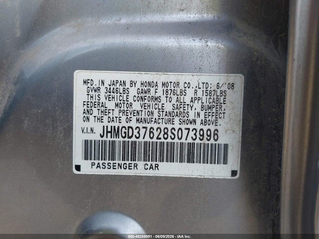 JHMGD37628S073996 2008 HONDA FIT photo no. 9