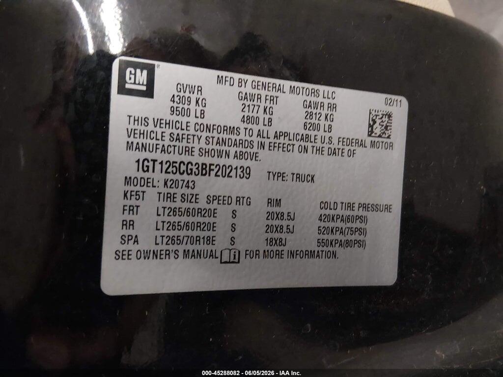 1GT125CG3BF202139 2011 GMC SIERRA 2500HD photo no. 9