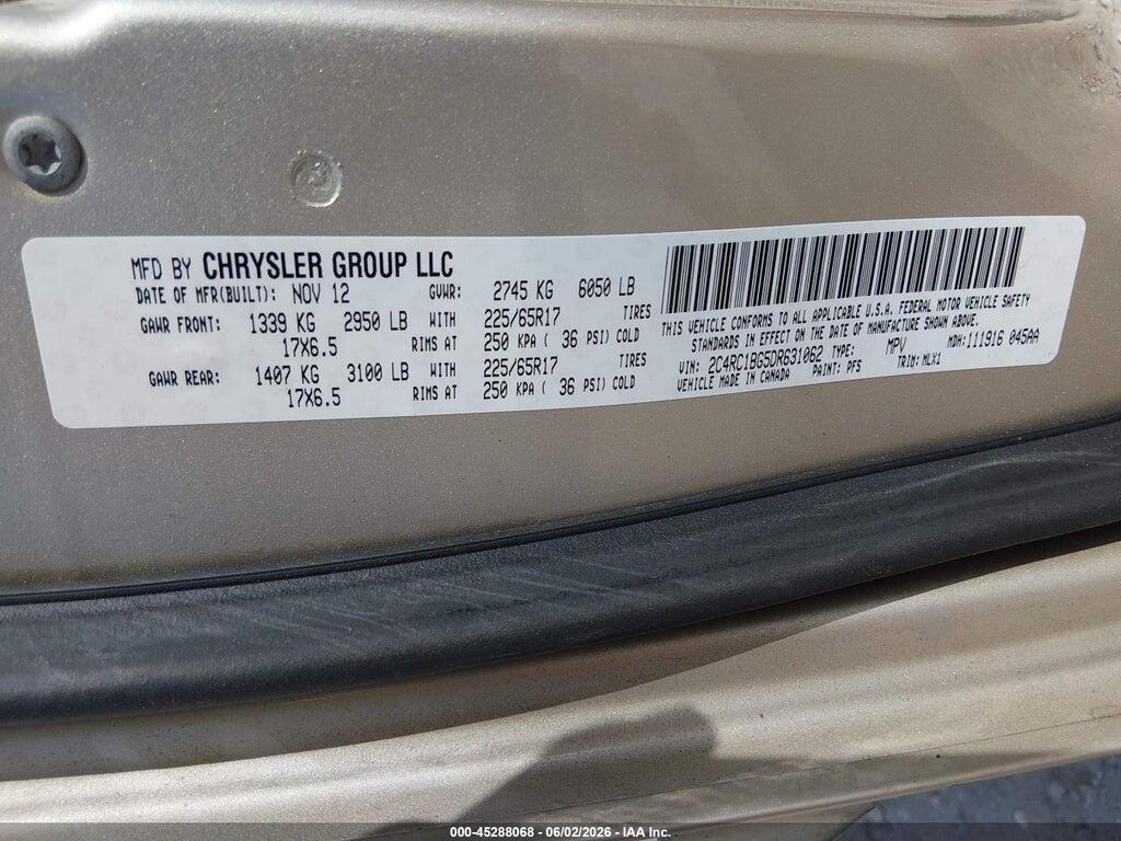 2C4RC1BG5DR631062 2013 CHRYSLER TOWN & COUNTRY photo no. 9