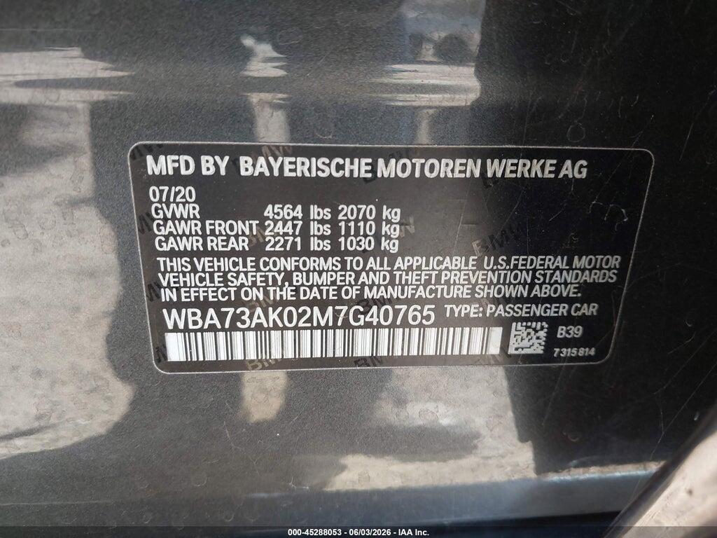 WBA73AK02M7G40765 2021 BMW 228I GRAN COUPE photo no. 9