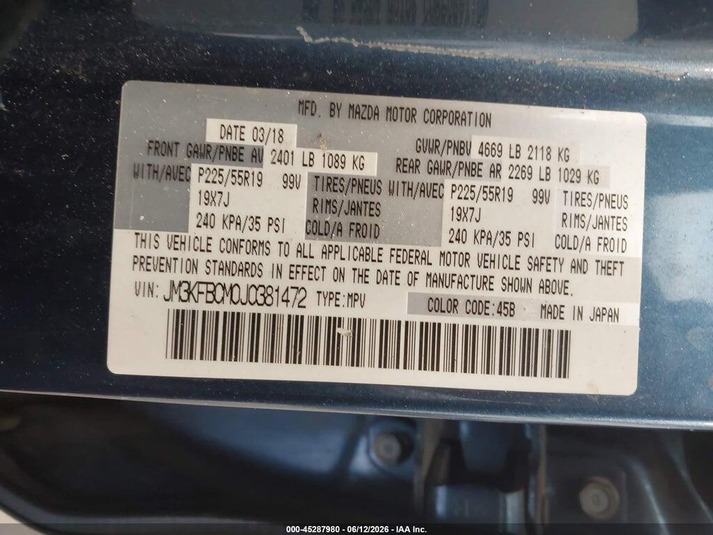 JM3KFBCM0J0381472 2018 MAZDA CX-5 photo no. 9