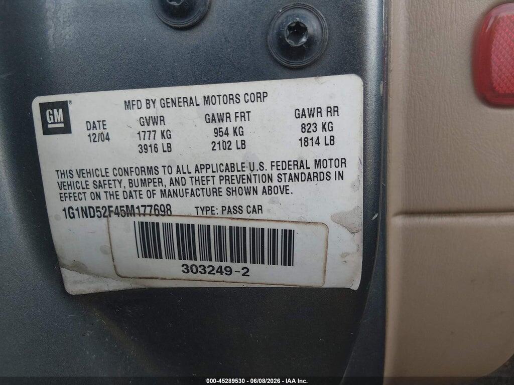 1G1ND52F45M177698 2005 CHEVROLET CLASSIC photo no. 9