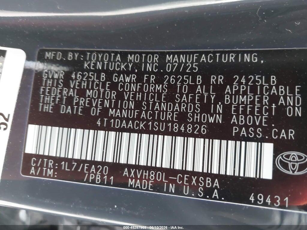4T1DAACK1SU184826 2025 TOYOTA CAMRY photo no. 9