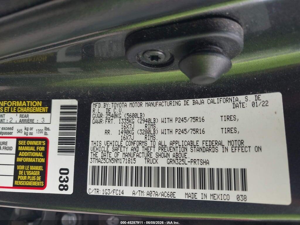 3TMAZ5CN5NM171815 2022 TOYOTA TACOMA photo no. 9