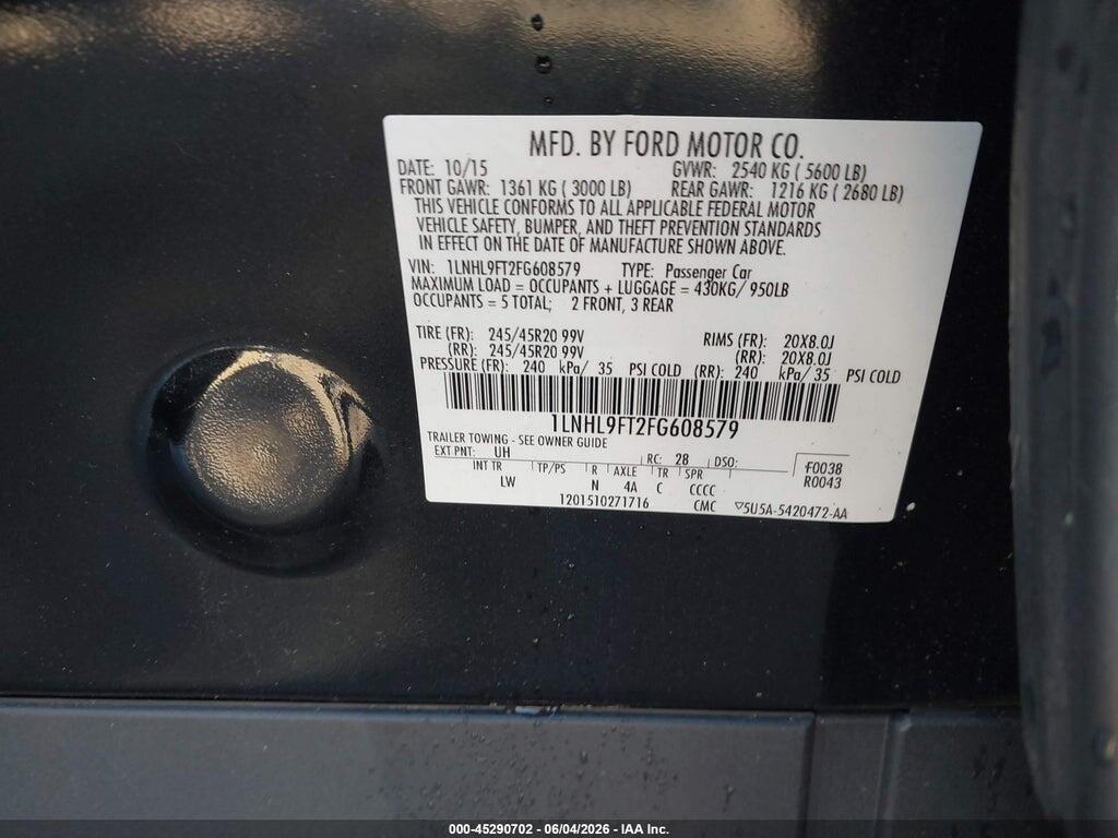 1LNHL9FT2FG608579 2015 LINCOLN MKS photo no. 9