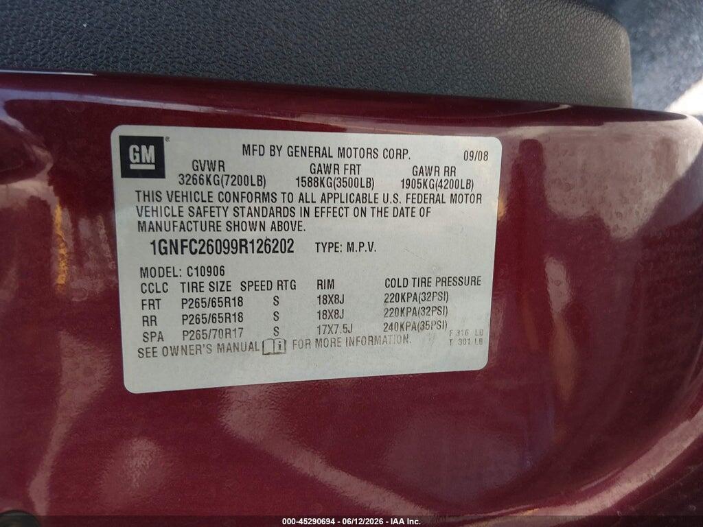 1GNFC26099R126202 2009 CHEVROLET SUBURBAN 1500 photo no. 9
