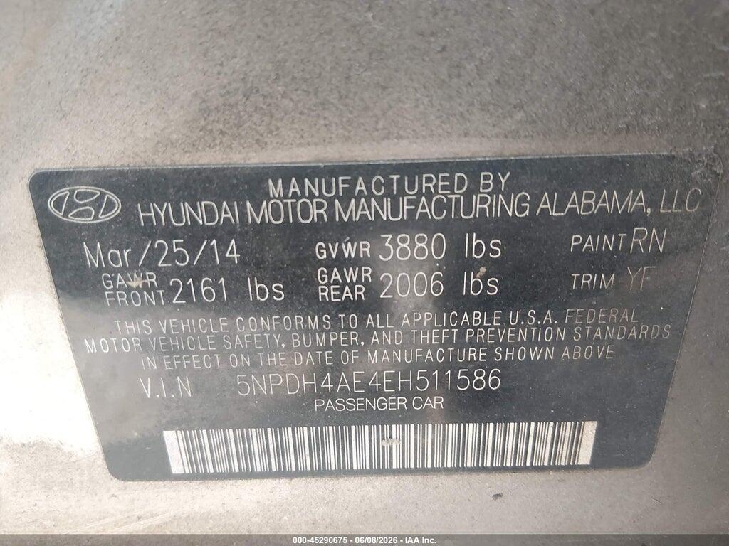 5NPDH4AE4EH511586 2014 HYUNDAI ELANTRA photo no. 9