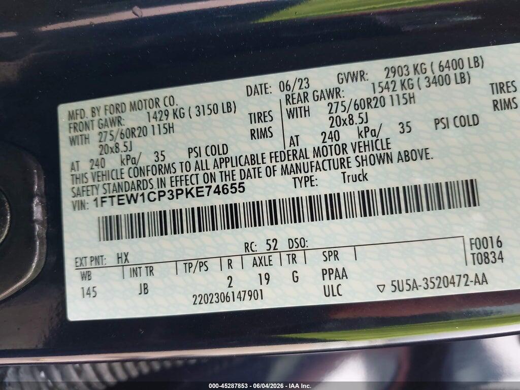 1FTEW1CP3PKE74655 2023 FORD F-150 photo no. 9