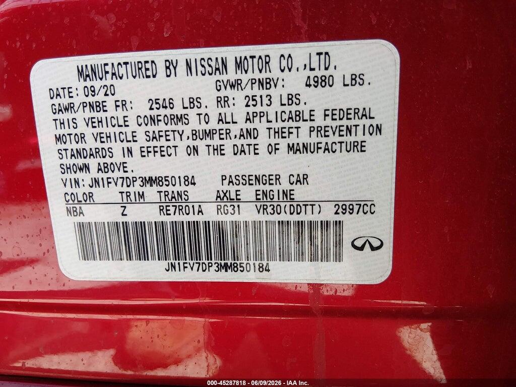 JN1FV7DP3MM850184 2021 INFINITI Q50 photo no. 9