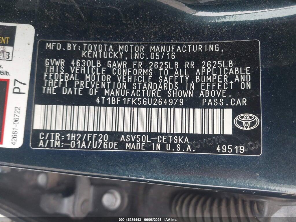 4T1BF1FK5GU264979 2016 TOYOTA CAMRY photo no. 9