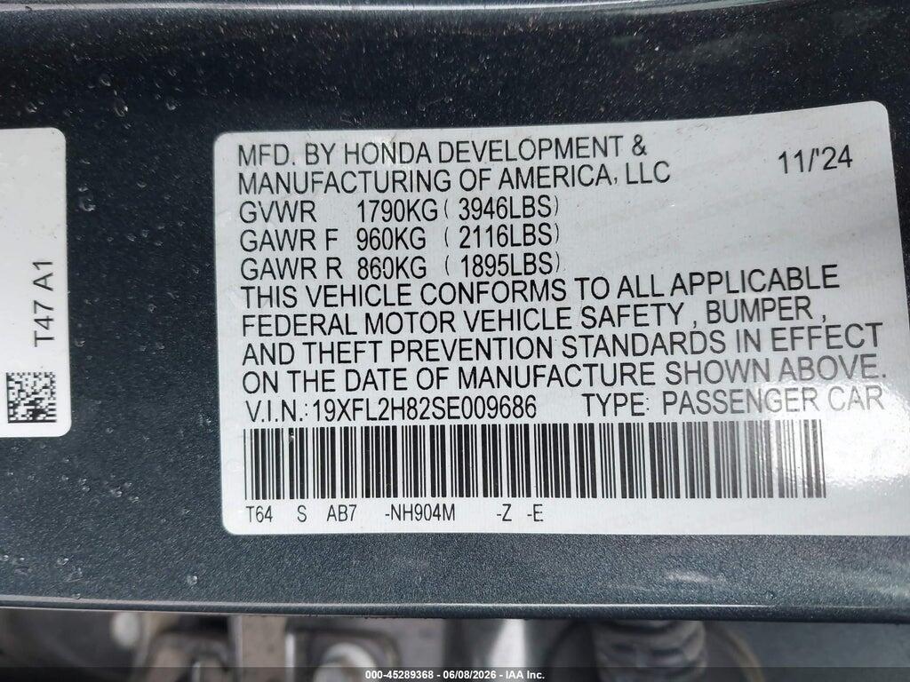 19XFL2H82SE009686 2025 HONDA CIVIC SEDAN photo no. 9