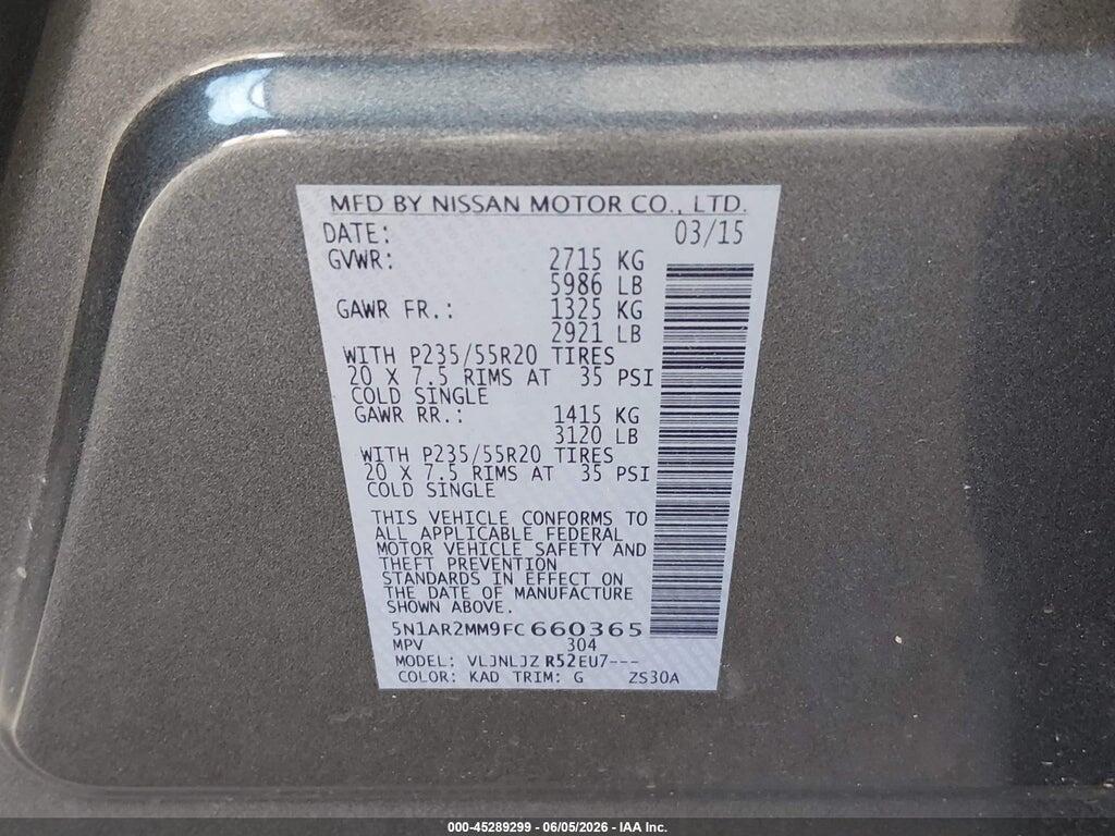 5N1AR2MM9FC660365 2015 NISSAN PATHFINDER photo no. 9