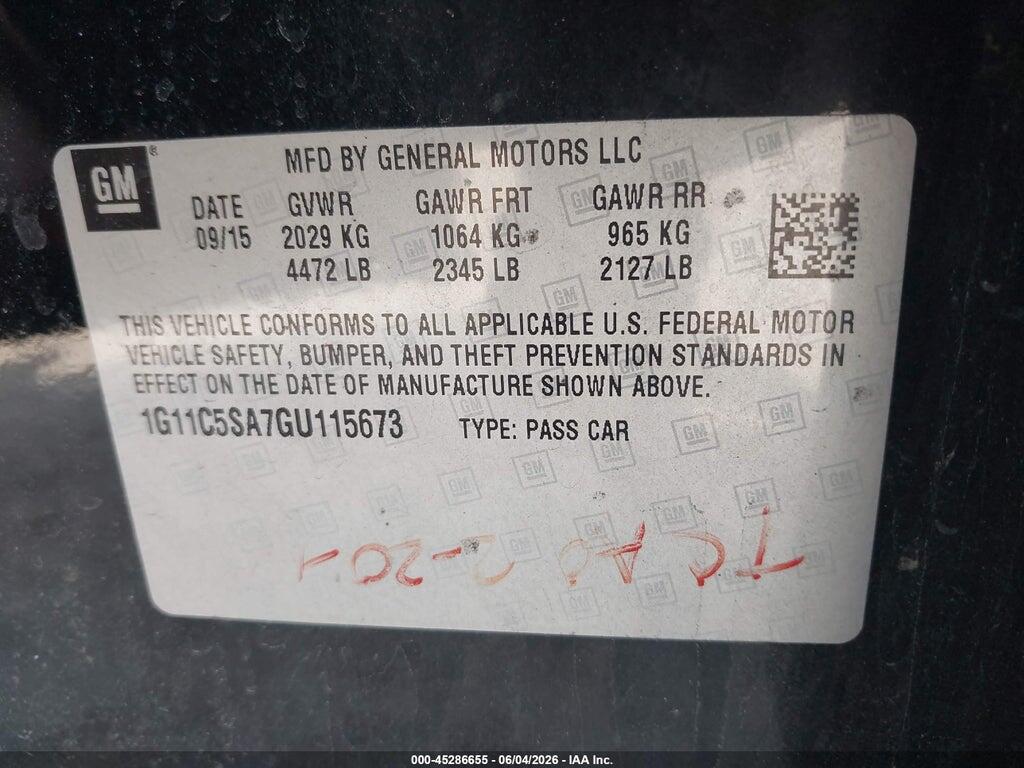 1G11C5SA7GU115673 2016 CHEVROLET MALIBU LIMITED photo no. 9