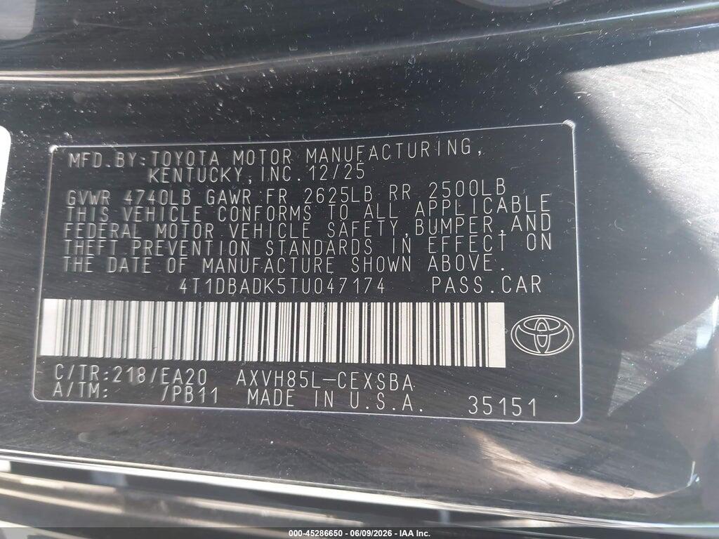4T1DBADK5TU047174 2026 TOYOTA CAMRY photo no. 9