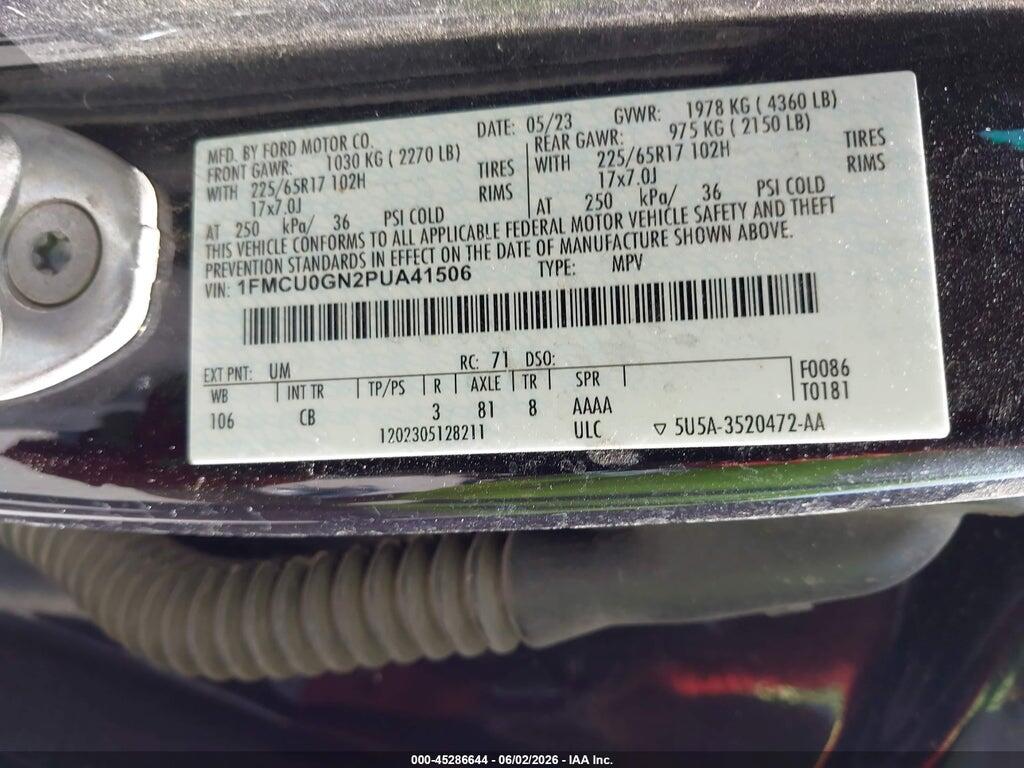 1FMCU0GN2PUA41506 2023 FORD ESCAPE photo no. 9