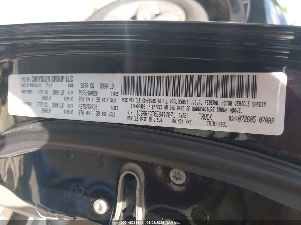 1C6RR7GT0ES417871 2014 RAM 1500 photo no. 9