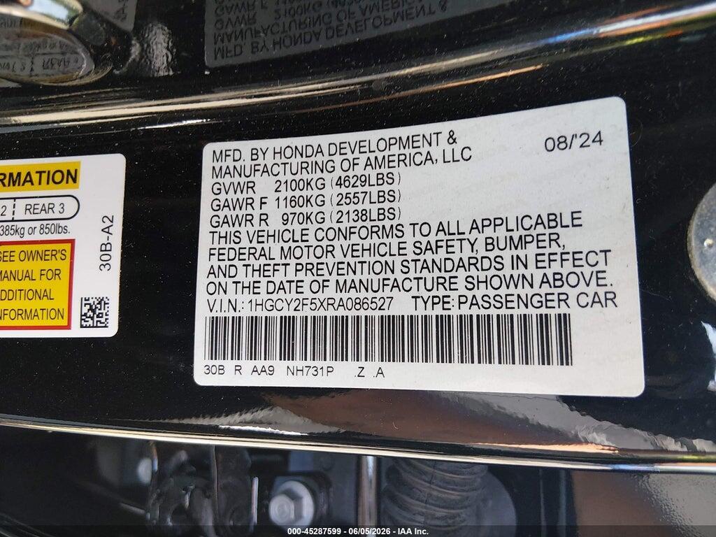1HGCY2F5XRA086527 2024 HONDA ACCORD HYBRID photo no. 9