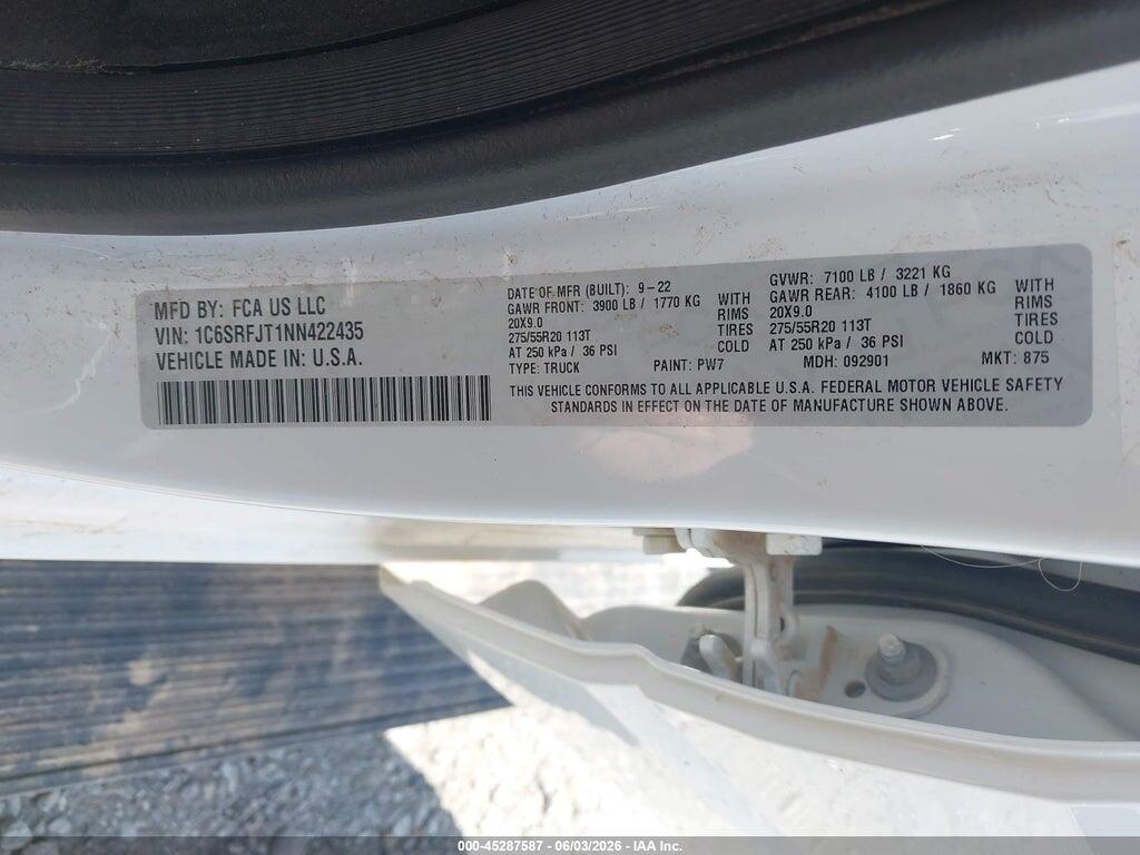 1C6SRFJT1NN422435 2022 RAM 1500 photo no. 9