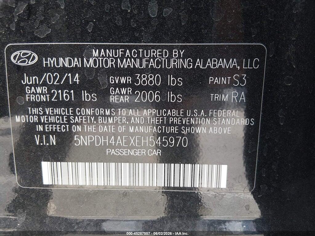 5NPDH4AEXEH545970 2014 HYUNDAI ELANTRA photo no. 9