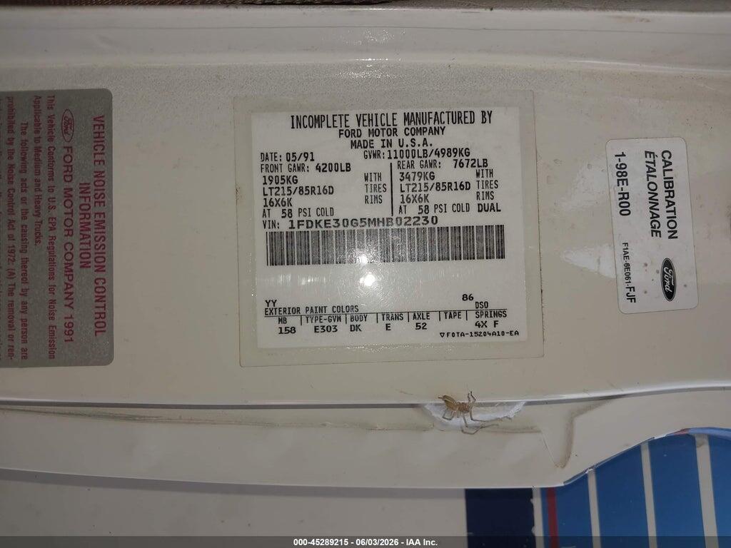 1FDKE30G5MHB02230 1991 FORD ECONOLINE photo no. 9