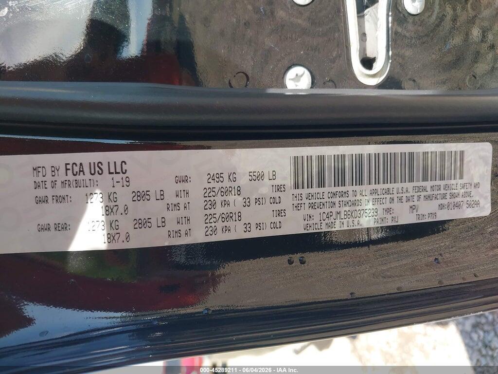 1C4PJMLB6KD375239 2019 JEEP CHEROKEE photo no. 9