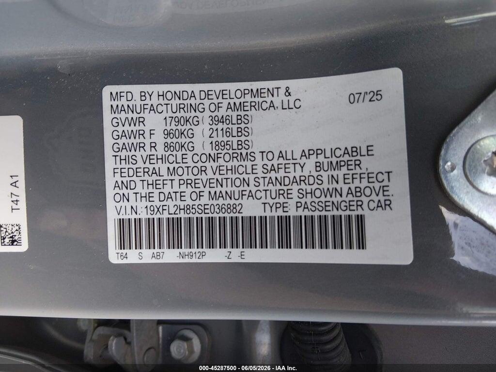 19XFL2H85SE036882 2025 HONDA CIVIC SEDAN photo no. 9