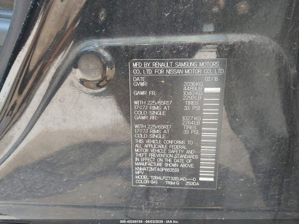 KNMAT2MT4GP663519 2016 NISSAN ROGUE photo no. 9
