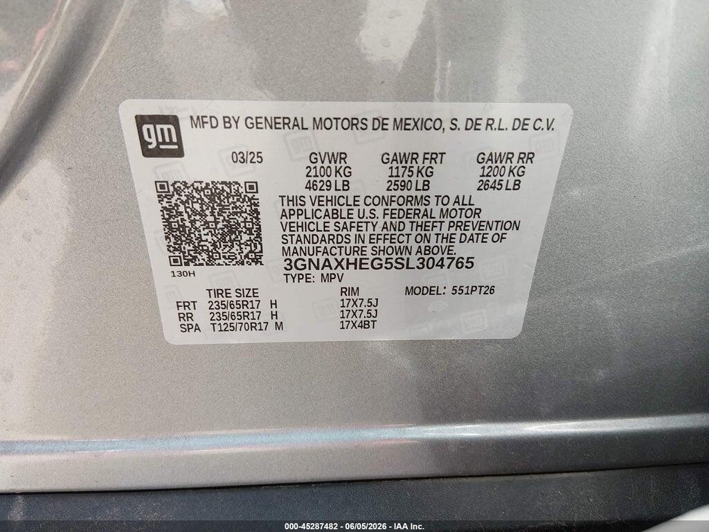 3GNAXHEG5SL304765 2025 CHEVROLET EQUINOX photo no. 9