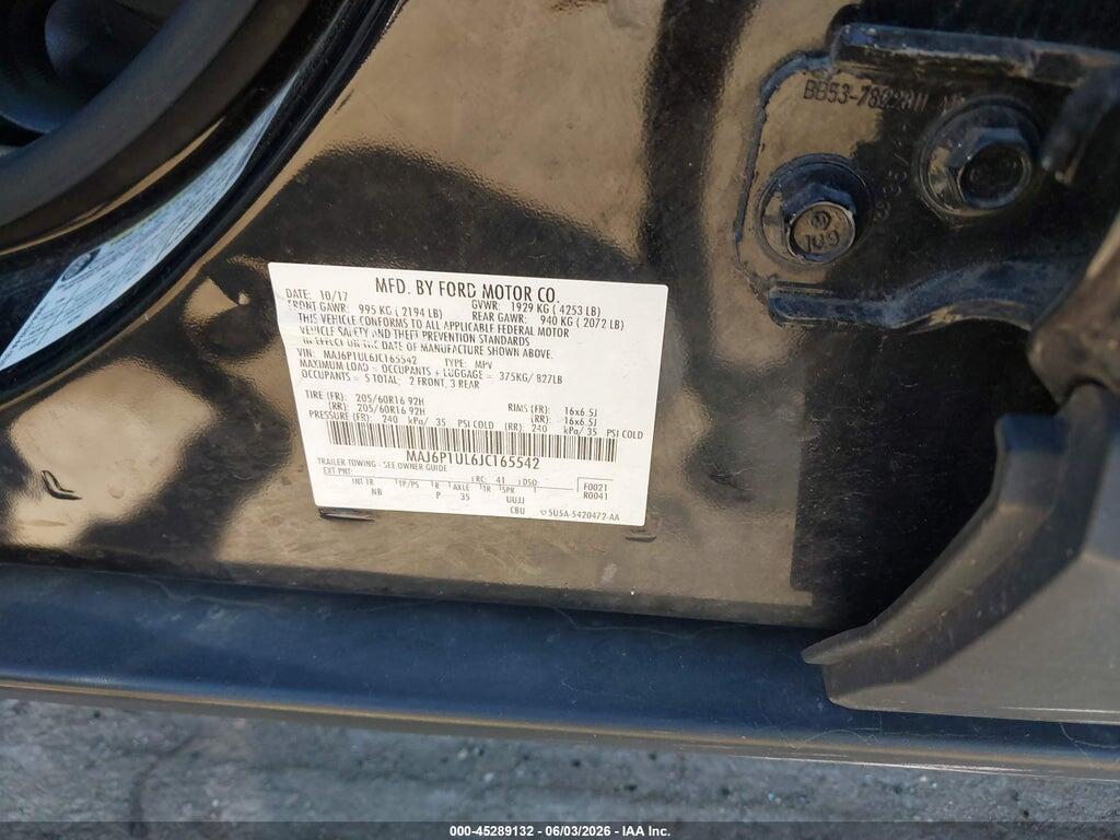MAJ6P1UL6JC165542 2018 FORD ECOSPORT photo no. 9