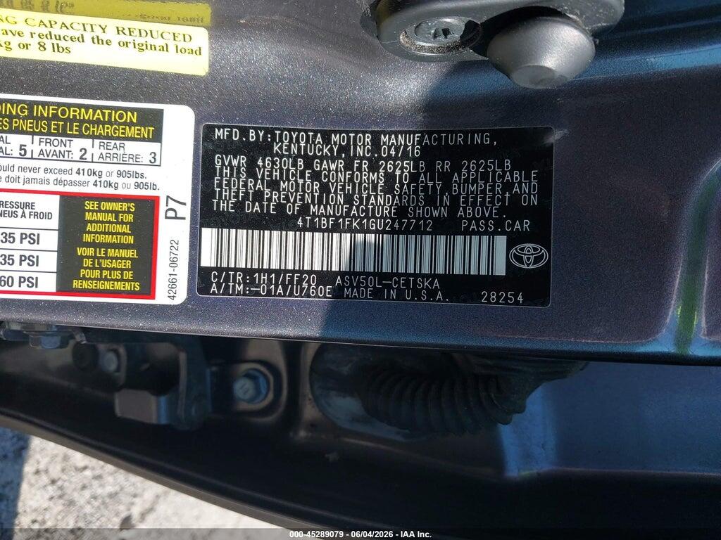 4T1BF1FK1GU247712 2016 TOYOTA CAMRY photo no. 9