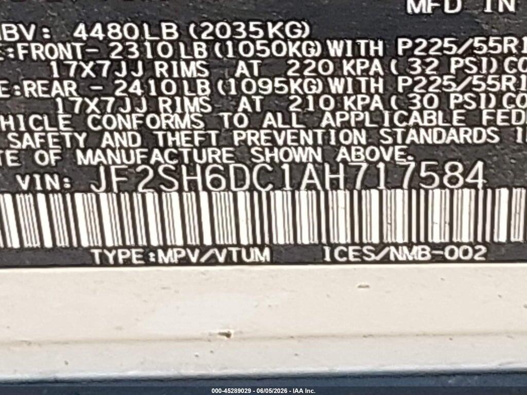 JF2SH6DC1AH717584 2010 SUBARU FORESTER photo no. 9