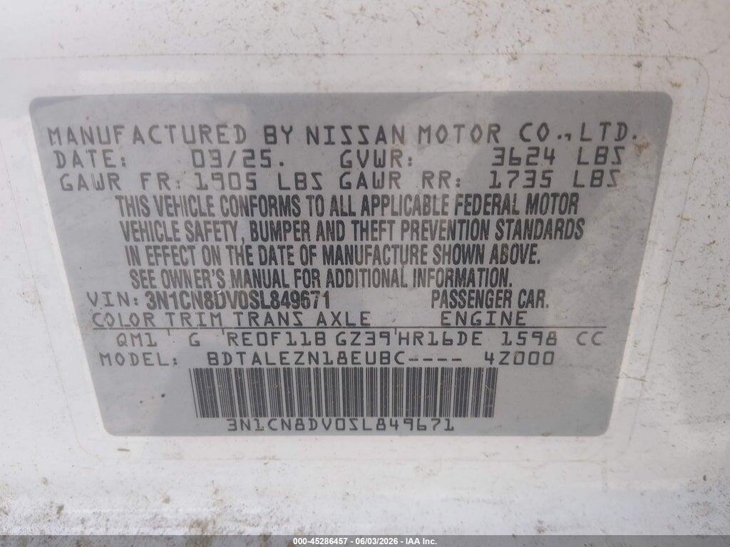 3N1CN8DV0SL849671 2025 NISSAN VERSA photo no. 9