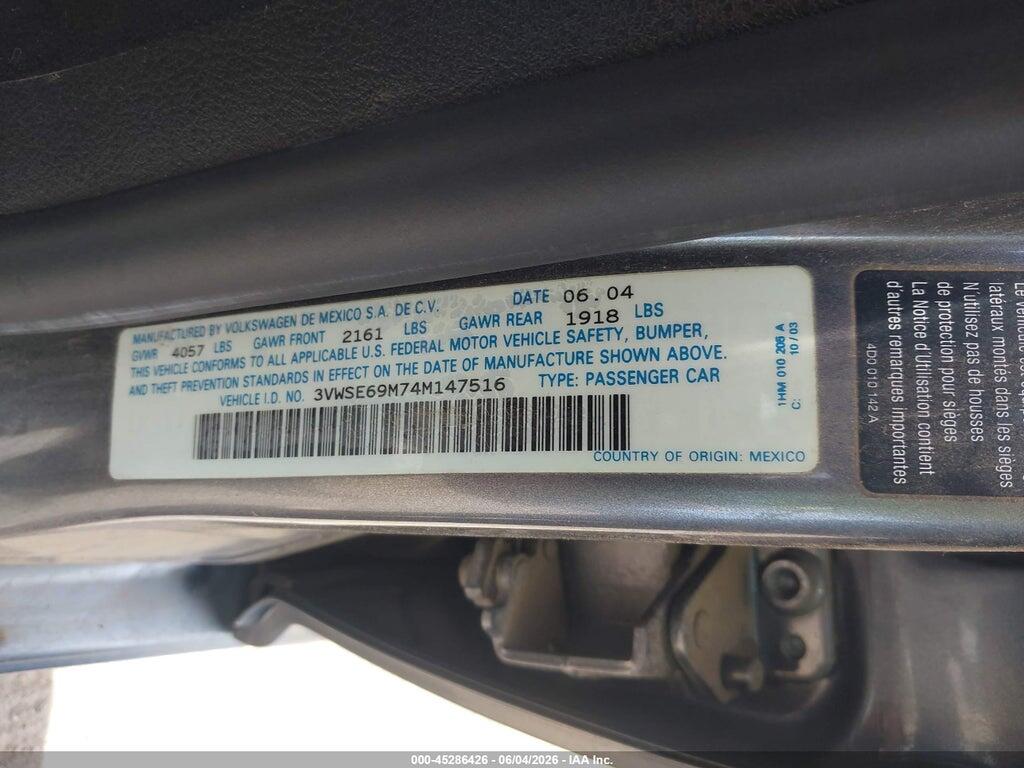 3VWSE69M74M147516 2004 VOLKSWAGEN JETTA photo no. 9